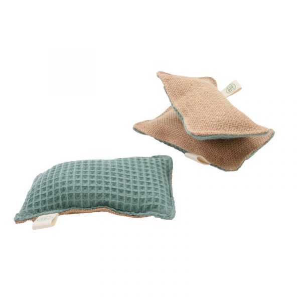 éponge lavable en coton bio et jute pour gratter de l'autre côté de chez Chamarel