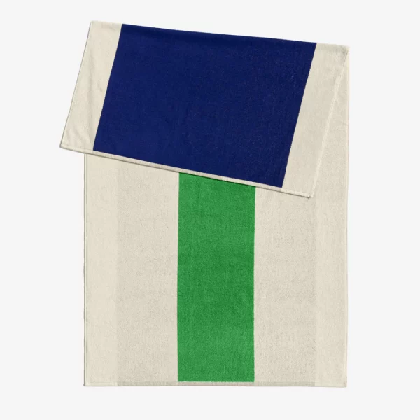 serviette de plage coton bio bleu et vert