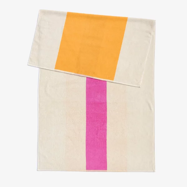 serviette de plage coton bio rose et orange