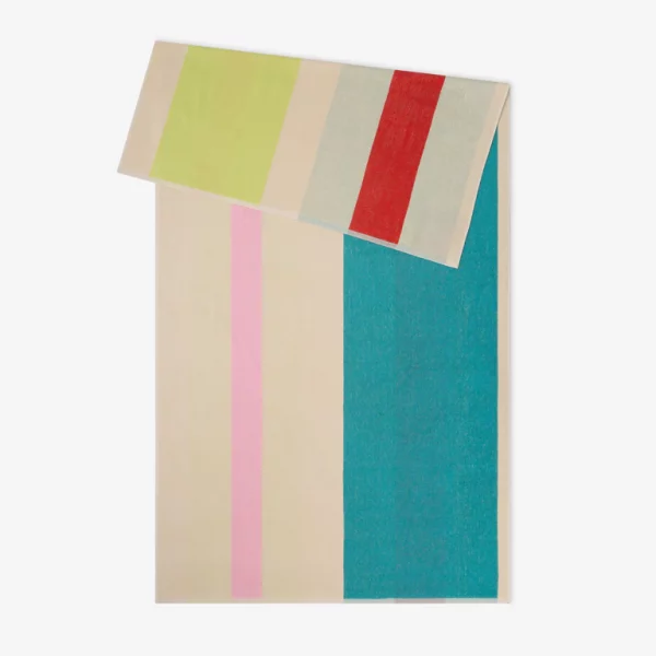 Serviette de plage Suite702 en coton bio rouge turquoise rose citron vert