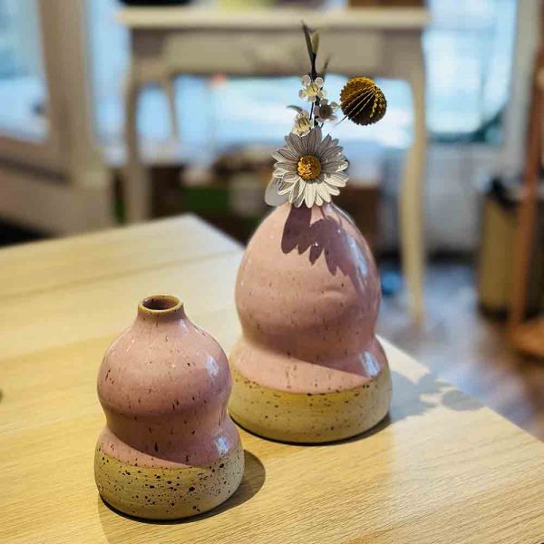 soliflores en céramique rose