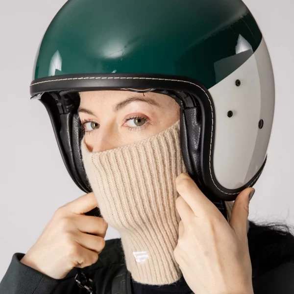 bonnet cagoule casque vélo laine beige TOMO