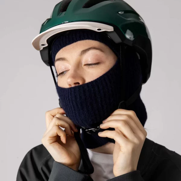 bonnet cagoule casque vélo laine bleu TOMO