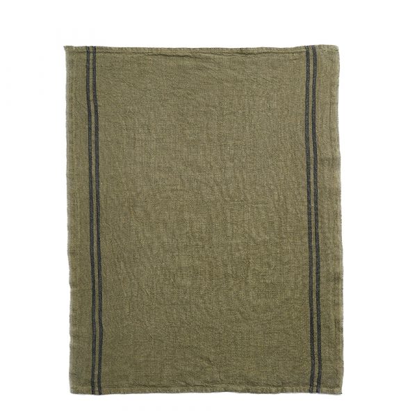 torchon en lin vert avocat fait en France par Charvet Editions