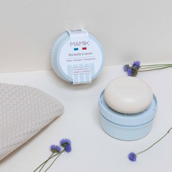boite savon ronde mamik gris bleuté