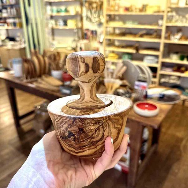 mortier presse ail bois olivier