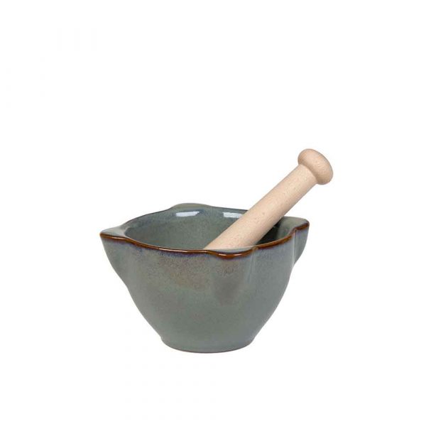 mortier en céramique bleu céladon