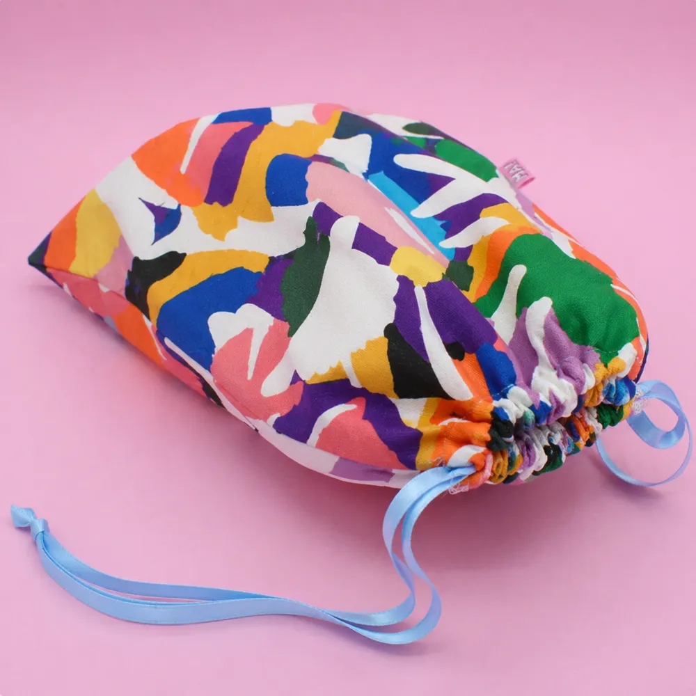 sac à pain en coton motif feuillage multicolore