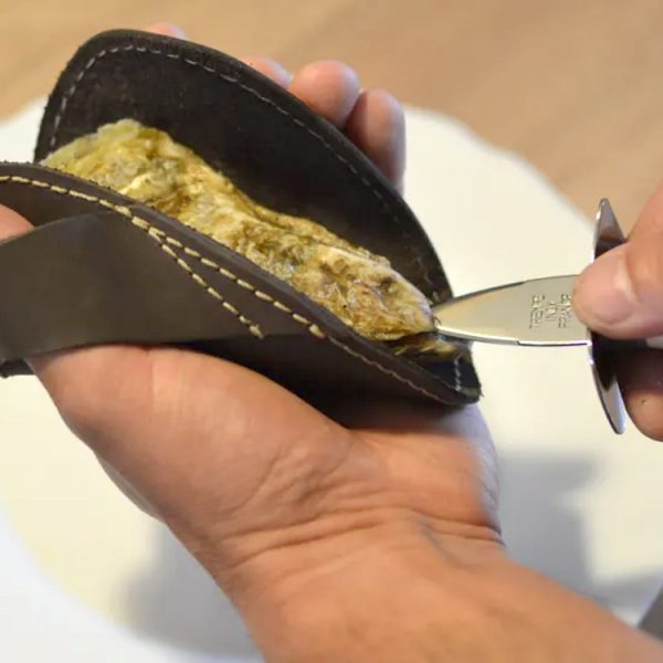 gant à huitre cuir marron