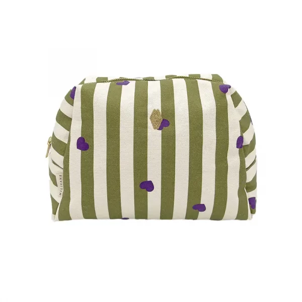 trousse de toilette coton Miliane love verte