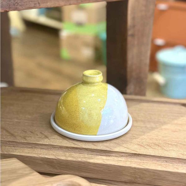 beurrier à cloche artisanal jaune