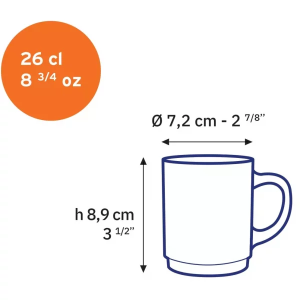 lot de 6 mugs versailles de Duralex en 6 couleurs