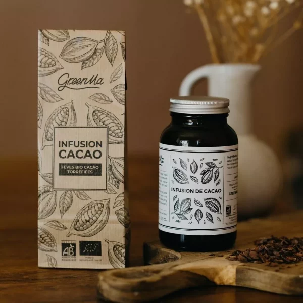 Sachet d'une infusion bio à la fève de cacao par GreenMa