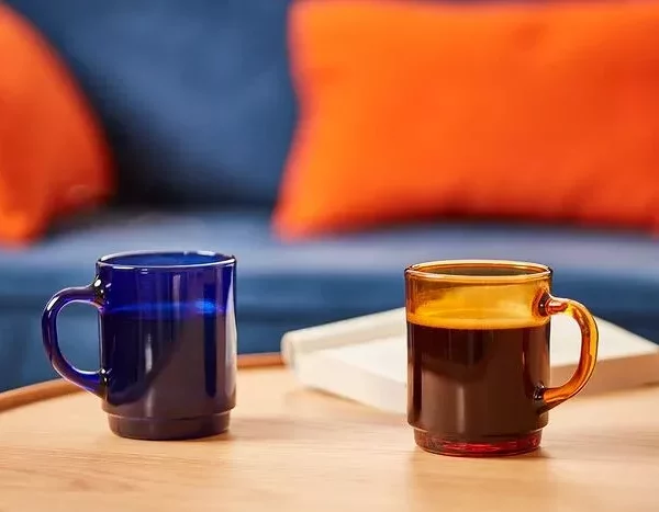 verre versailles bleu marine & orange Duralex