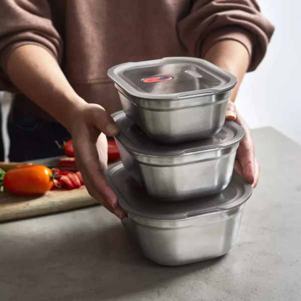 pack 3 lunchbox repas de 600ml, 900ml, 1200ml en inox micro-ondable par Black & Blum