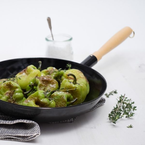 Poele en émail riess 26cm avec le manche en bois; Sans PFAS, compatible tous feux