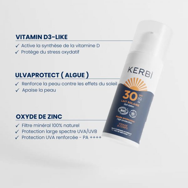 crème solaire bio Kerbi spf30 format voyage