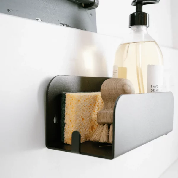 grande étagère pour salle de bain ou cuisine en alu inoxydable noir Mamik