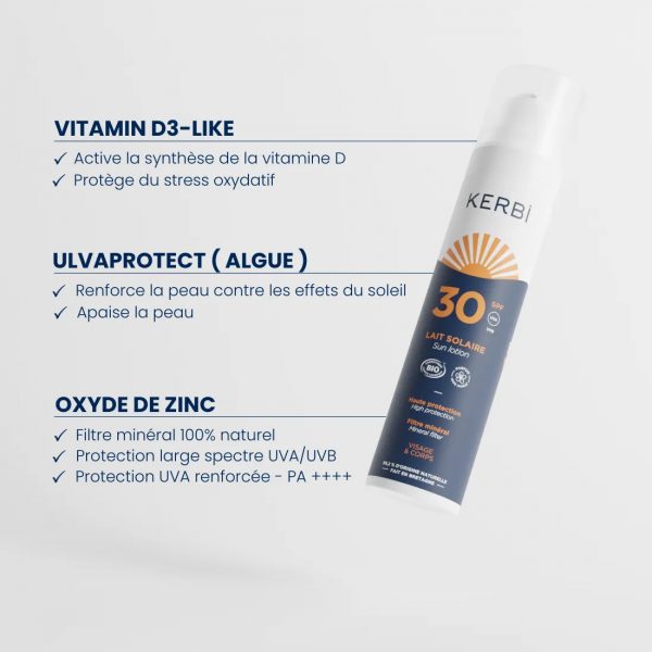 crème solaire bio Kerbi spf30 format 100ml