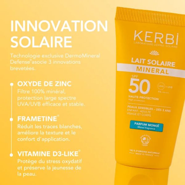 crème solaire SPF50 monoi 100gr Kerbi
