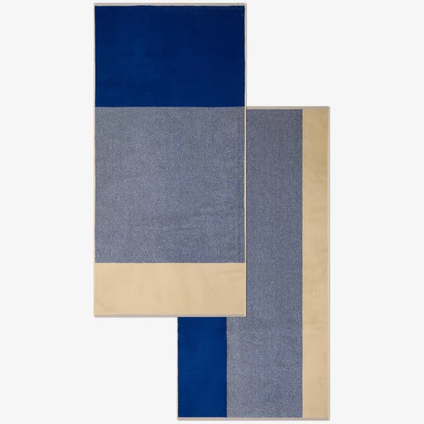 Serviette de bain 70*140 Suite 702. bleu et écru