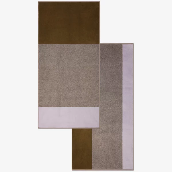 Serviette de bain 70*140 Suite 702. vert olive et Lila