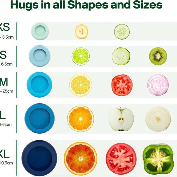 Couvercles alimentaires en silicone lavable x5 par Food Huggers