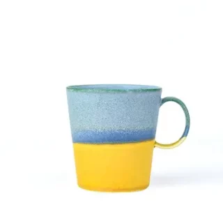 Tasse en porcelaine émaillée bleu et jaune 300ml par Segawa