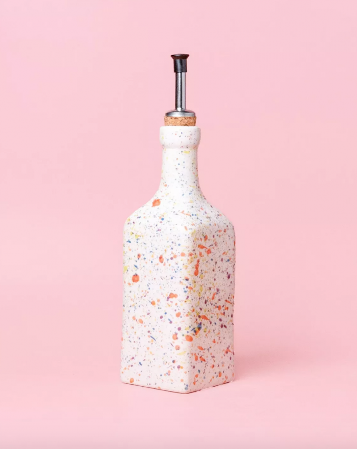 bouteille d'huile en céramique multi couleur faite en Espagne