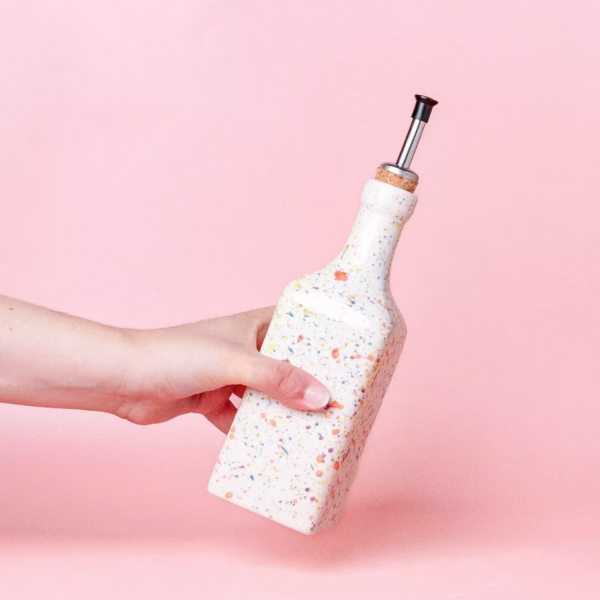bouteille d'huile en céramique multi couleur faite en Espagne