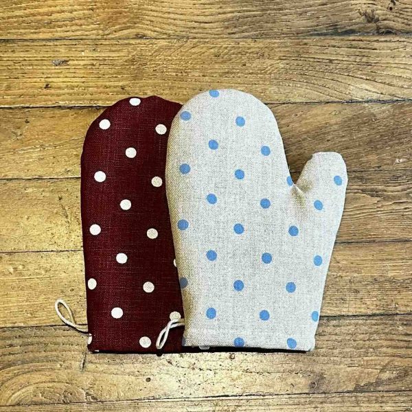 gant de cuisine en lin naturel à pois - fabriqués en France