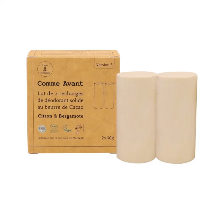 recharge déodorant solide bio citron bergamote comme avant