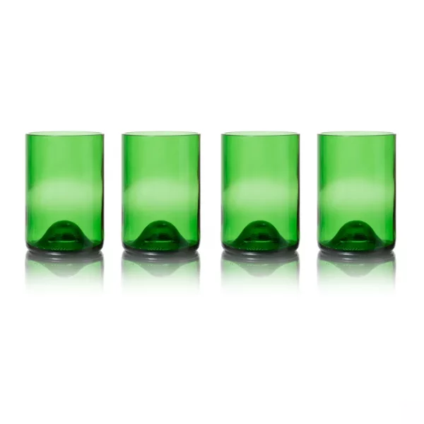 verres en bouteilles recyclées par Rebottled - lot de 4 verres verts