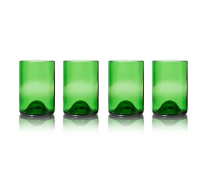 verres en bouteilles recyclées par Rebottled - lot de 4 verres verts