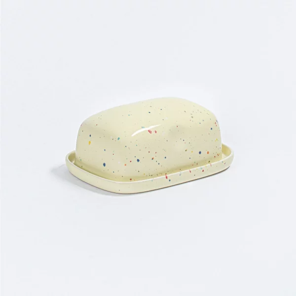 Beurrier en céramique Egg Back Home - jaune moucheté