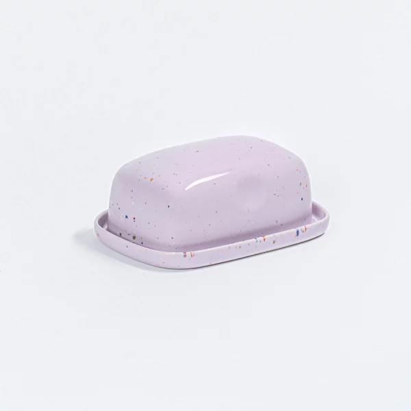 Beurrier en céramique Egg Back Home - Lila moucheté