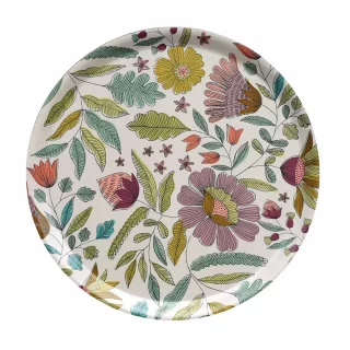 plateau rond bohème fleuri en bois- mini labo