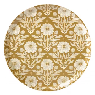 Grand plateau rond ocre en bois - Mini Labo