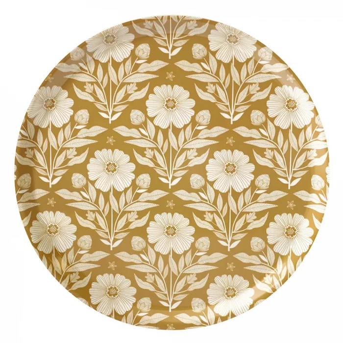 Grand plateau rond ocre en bois - Mini Labo