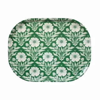 Grand plateau rectangulaire vert en bois - Mini Labo