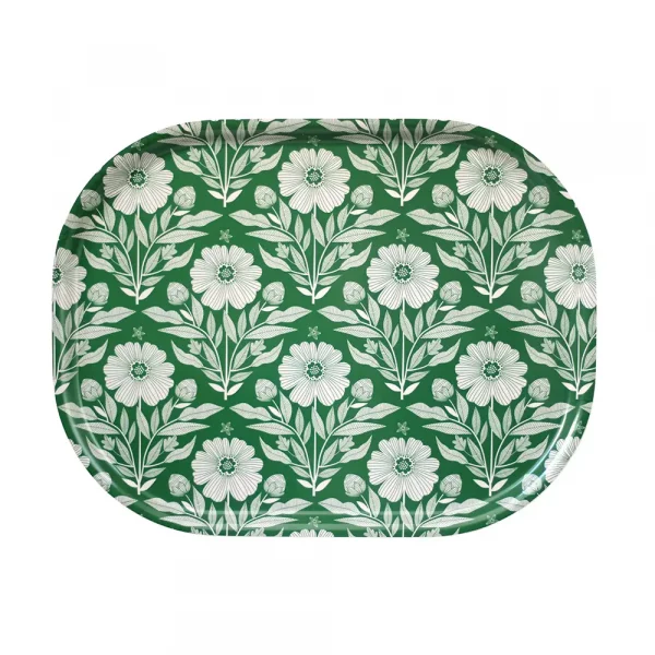 Grand plateau rectangulaire vert en bois - Mini Labo
