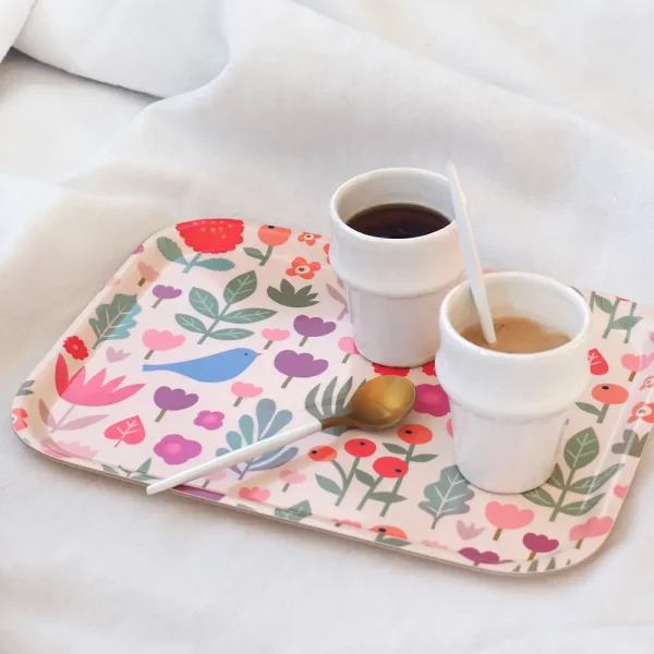 plateau rectangulaire petit motif oiseaux en bois- mini labo