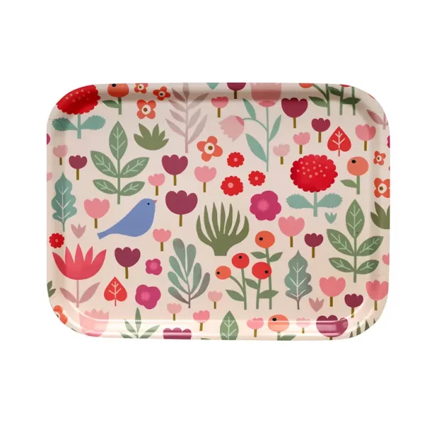 plateau rectangulaire petit motif oiseaux en bois- mini labo