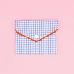 Pochette à savon lavable en coton rayé violet