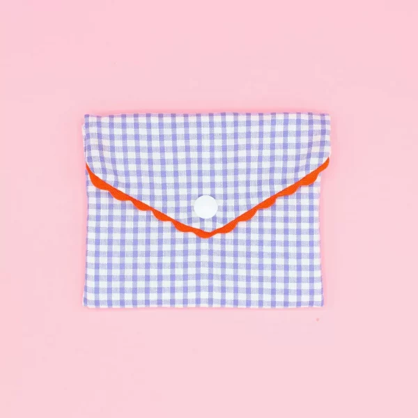 Pochette à savon lavable en coton rayé violet