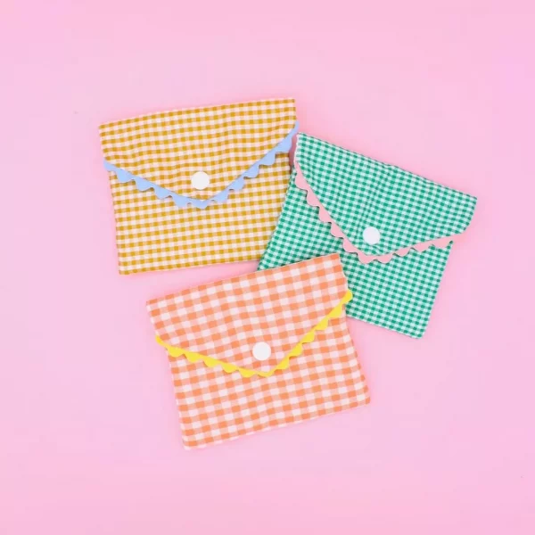 Pochettes à savon lavables en coton vichy