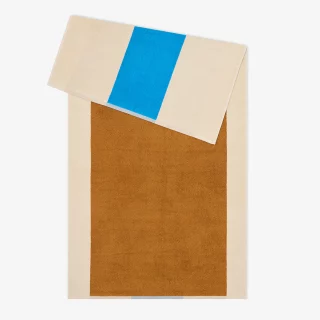 serviettes 70*140 en coton bio bleu et marron par Suite 702