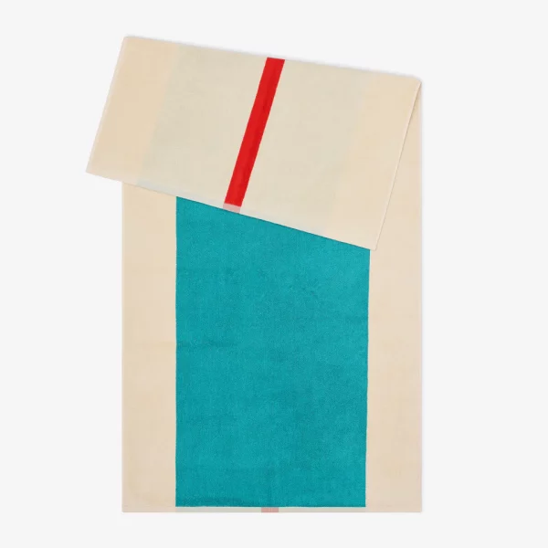 serviettes 70*140 en coton bio turquoise rouge par Suite702