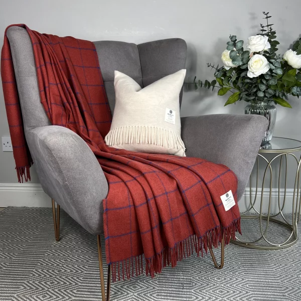 Plaid en laine paprika Mcnutt of donegal