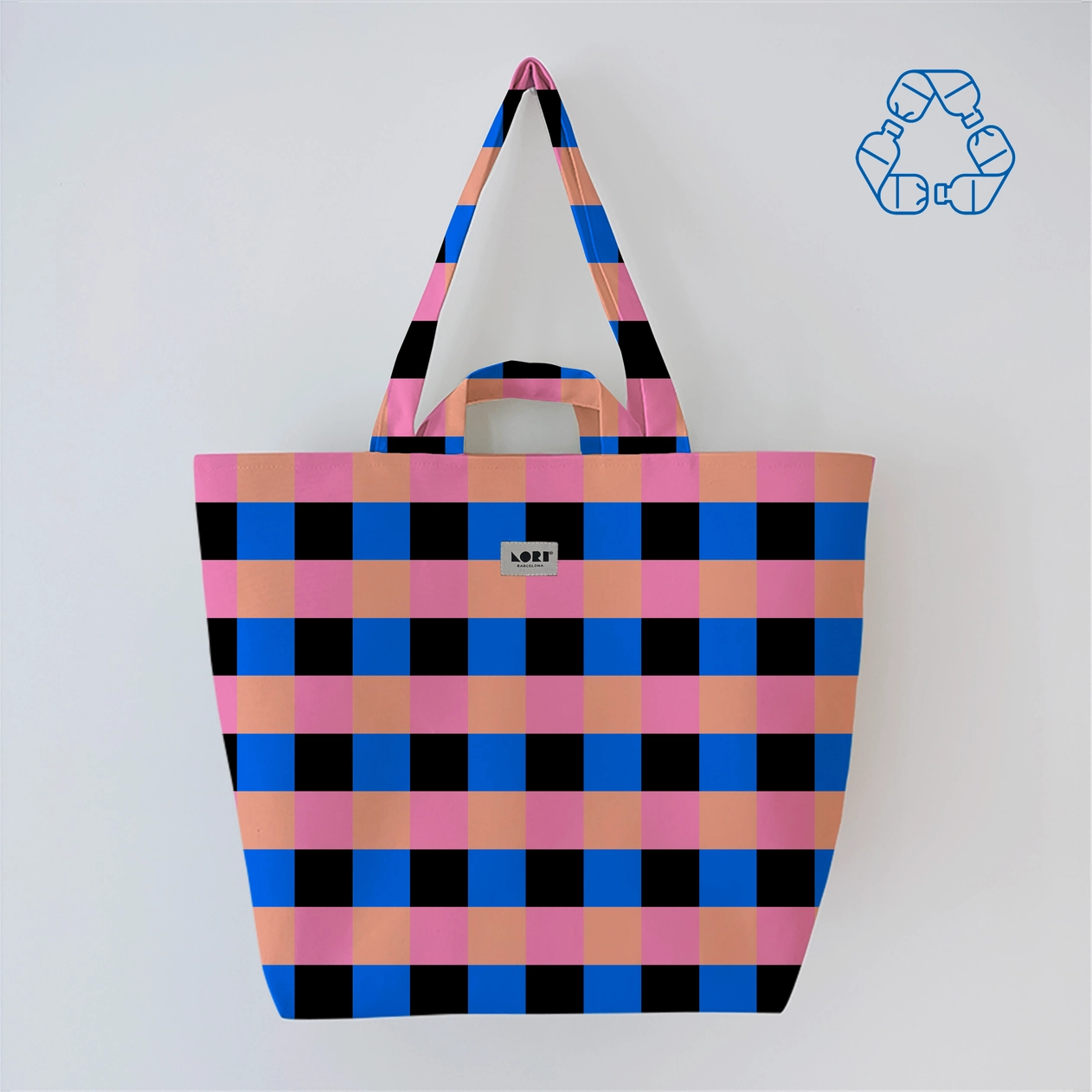 sac-cabas-recycle-bleu-rose-orange-loribarcelona.jpeg sac cabas recyclé bleu orange rose Lori Barcelona